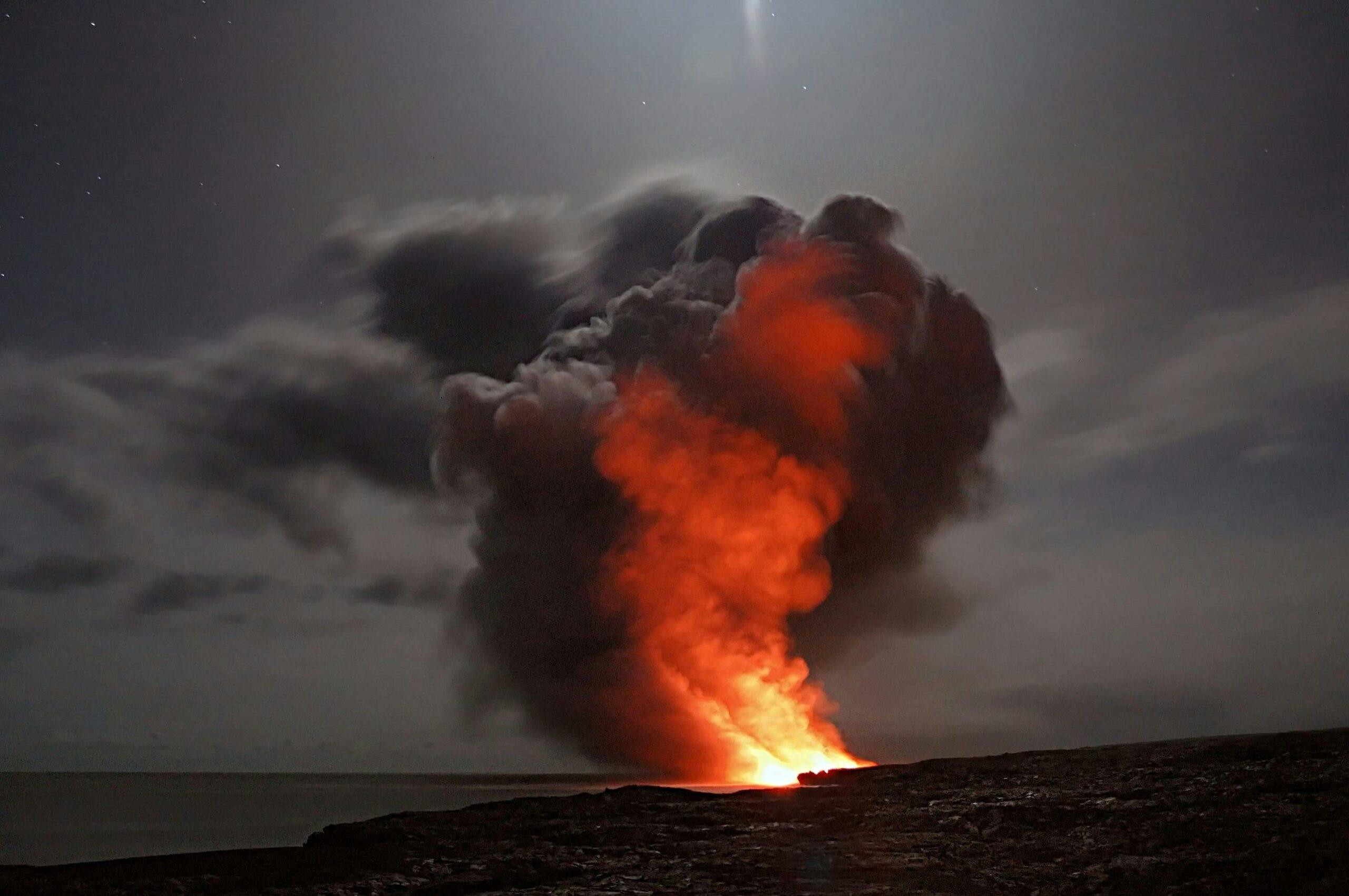 Explosion fire night sky